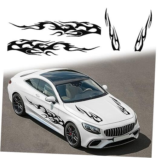 Stripe Vinyl Decal Sticker Graphics Side Body Hood Cover Racing Stripe Black