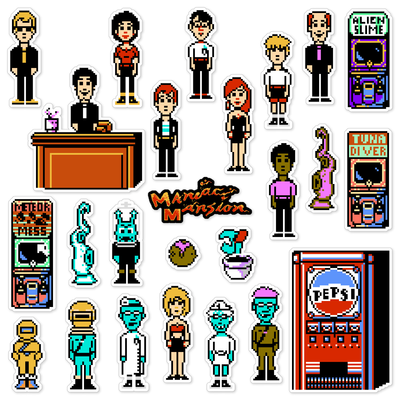Maniac Mansion Stickers Nintendo NES 25 Sticker Pack
