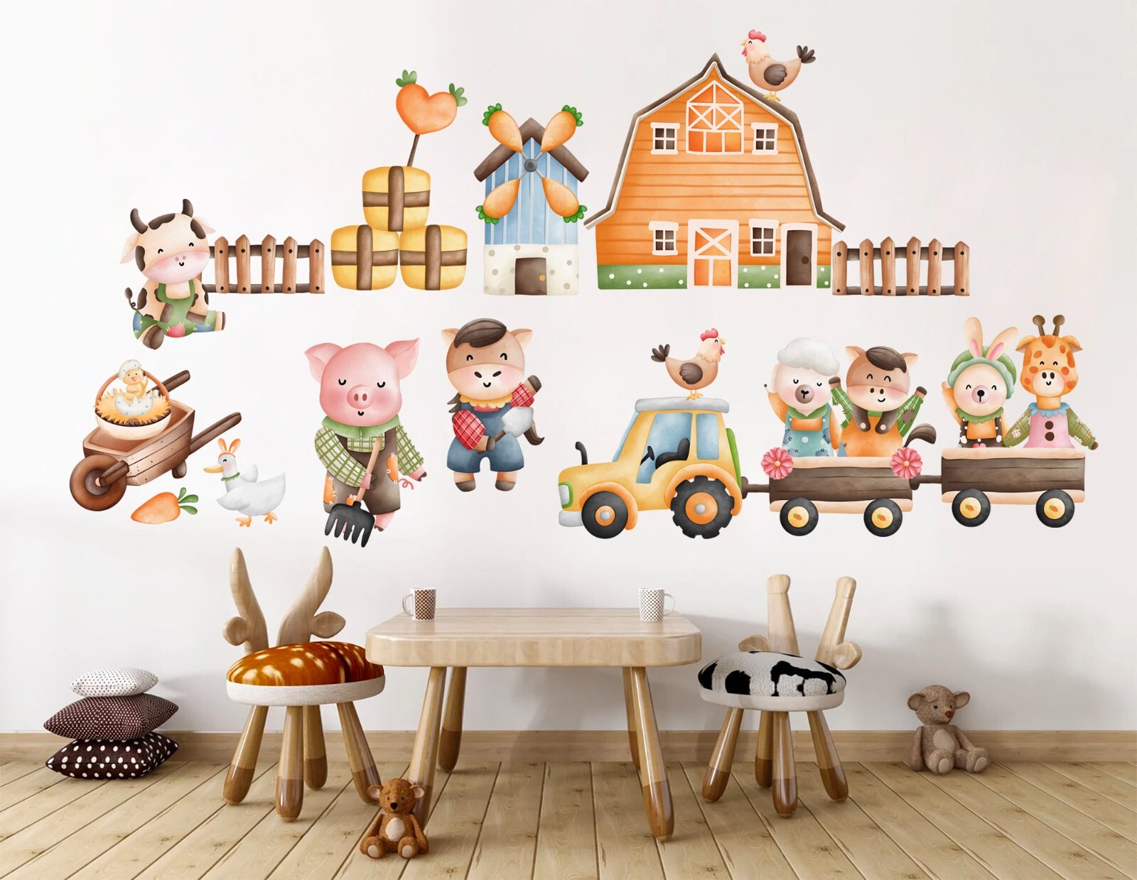 Farm Animal Farmhouse Cattle Sheep Horses Chick Pig Removable Wall Decal Sticker