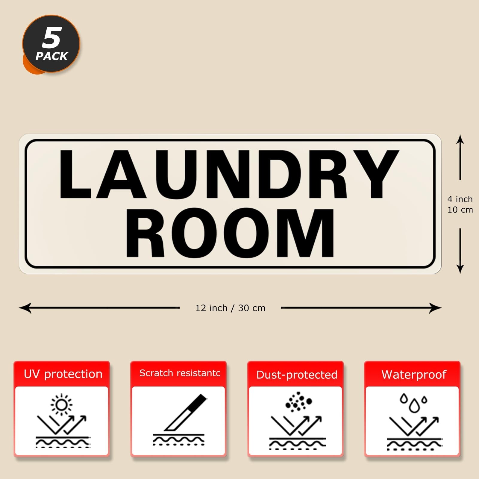 Laundry Room Sticker 12 × 4 Inches Vinyl Self-Adhesive Wall Art Decal Trend