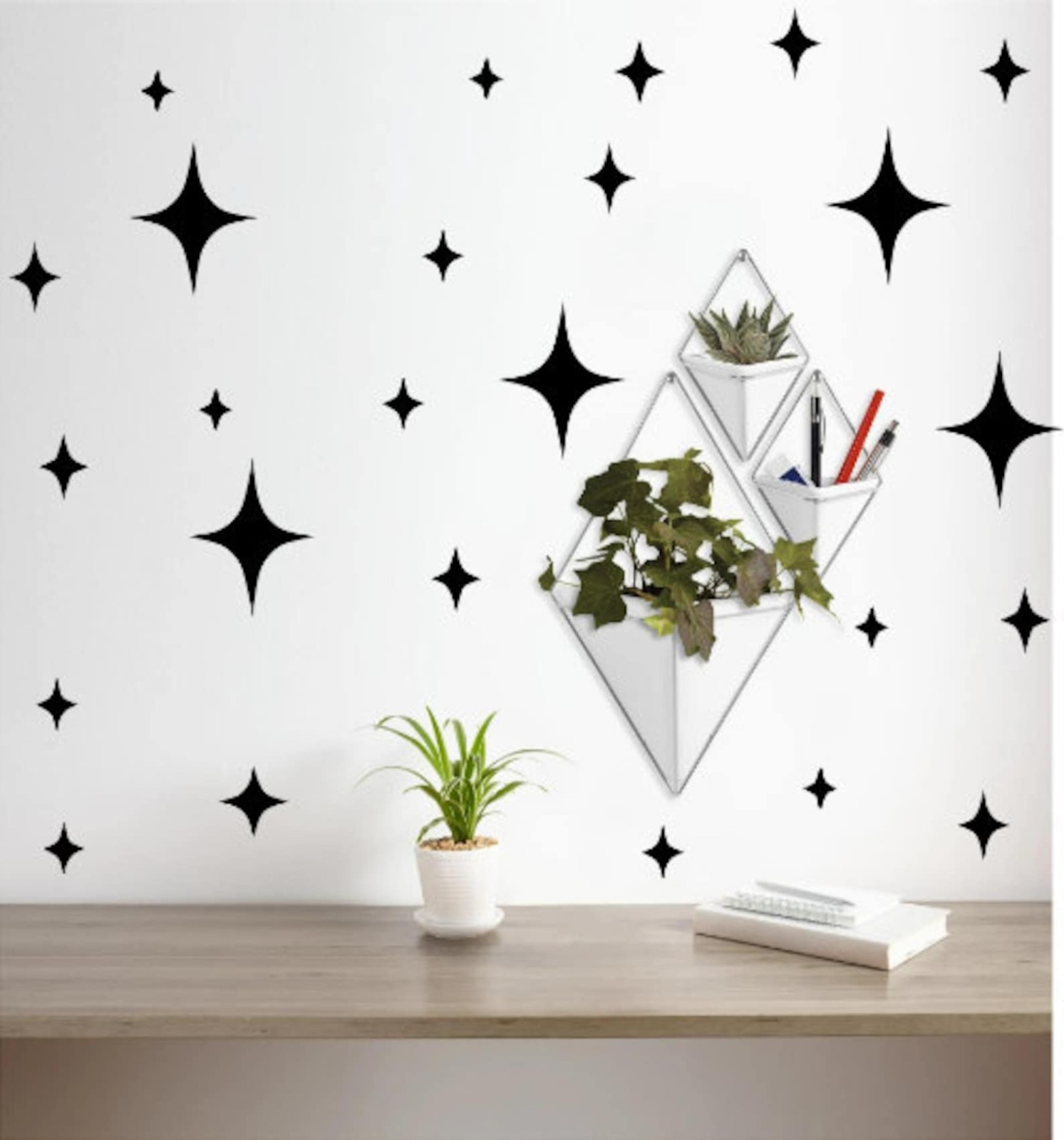 Retro Starburst Vinyl Wall Decals, Kids Room, Nursery, Gold Stars, Stars, Shapes
