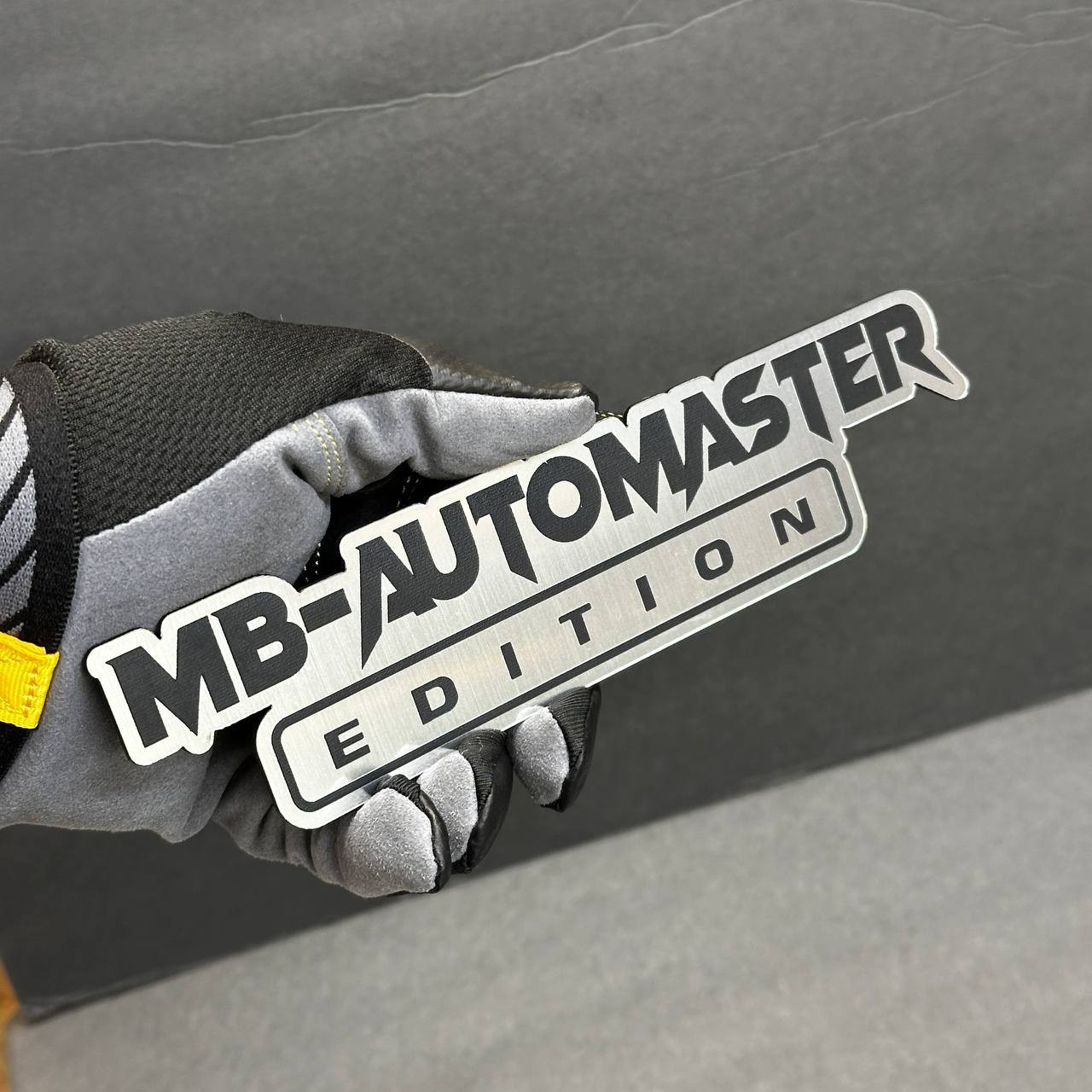 Custom Car Badge Emblem – Your Text “EDITION” Name Plate, Brushed Silver Logo