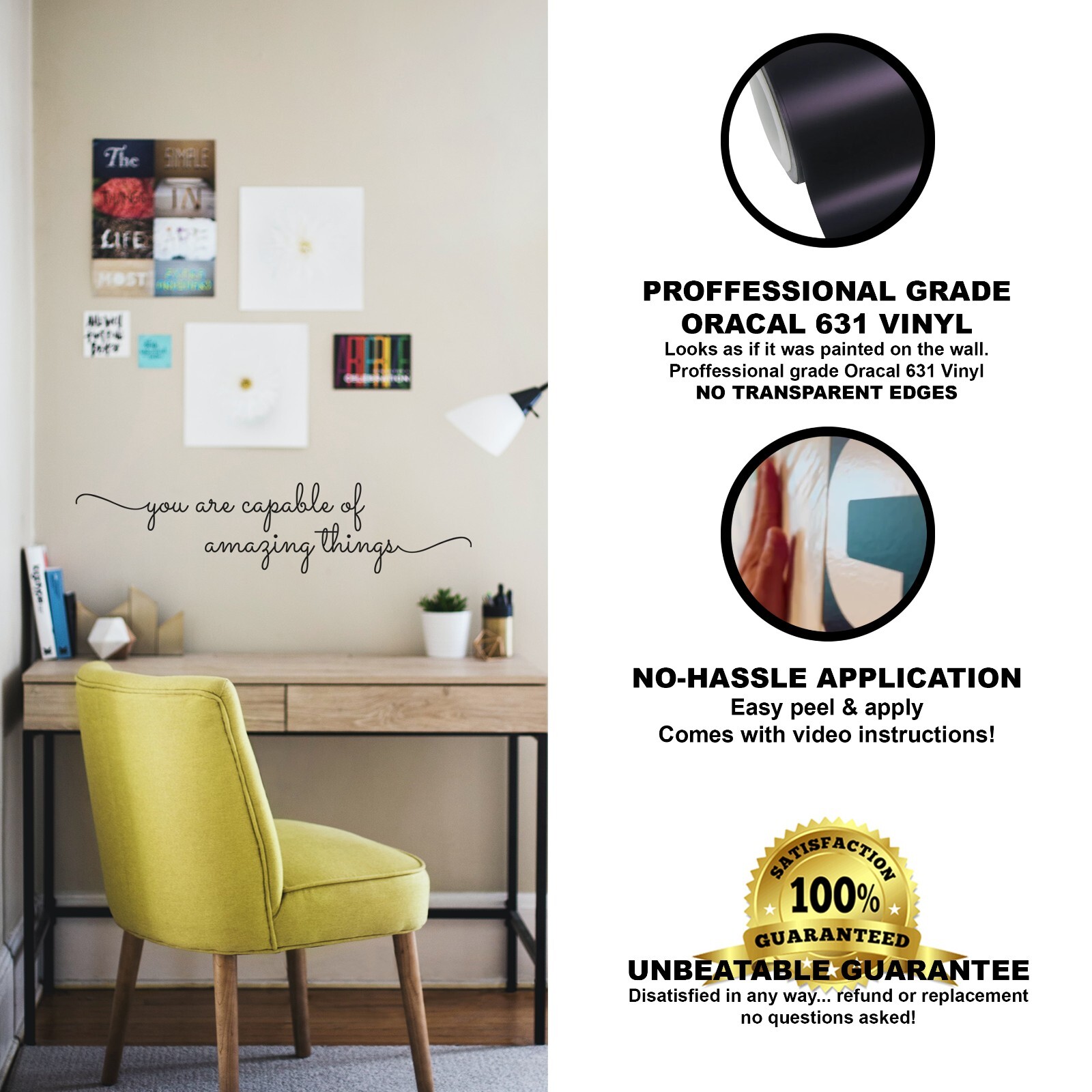 You are Capable Motivational Wall Decal Sticker Quote Vinyl Art Home Classroom