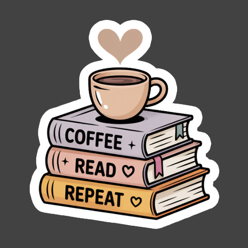Coffee Sticker Vinyl Decal Coffee Read Repeat Book Lover Reading Gift