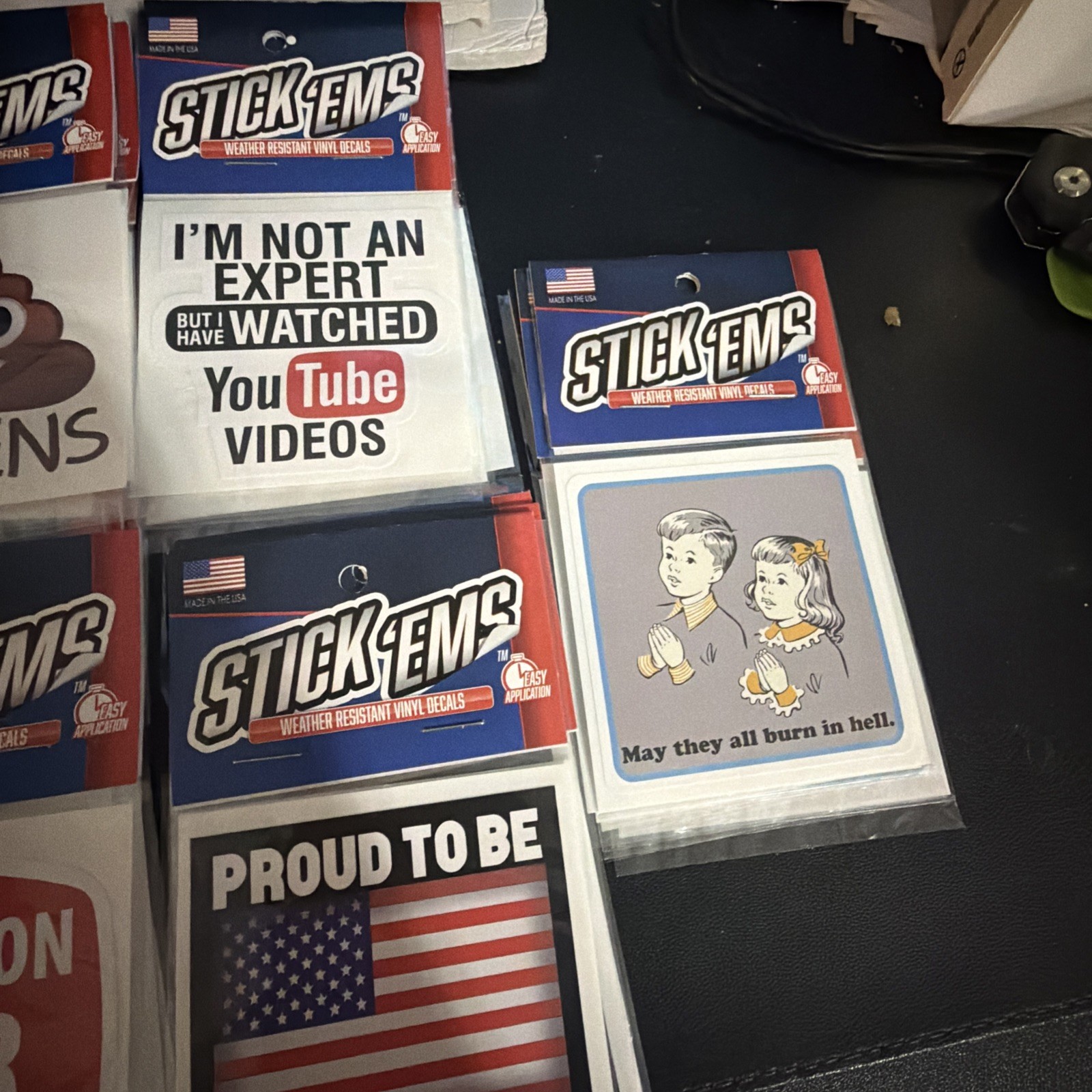 New Stick Em’s Vinyl Sticker Lot of 13 for cars truck jeep & more. Humor, USA