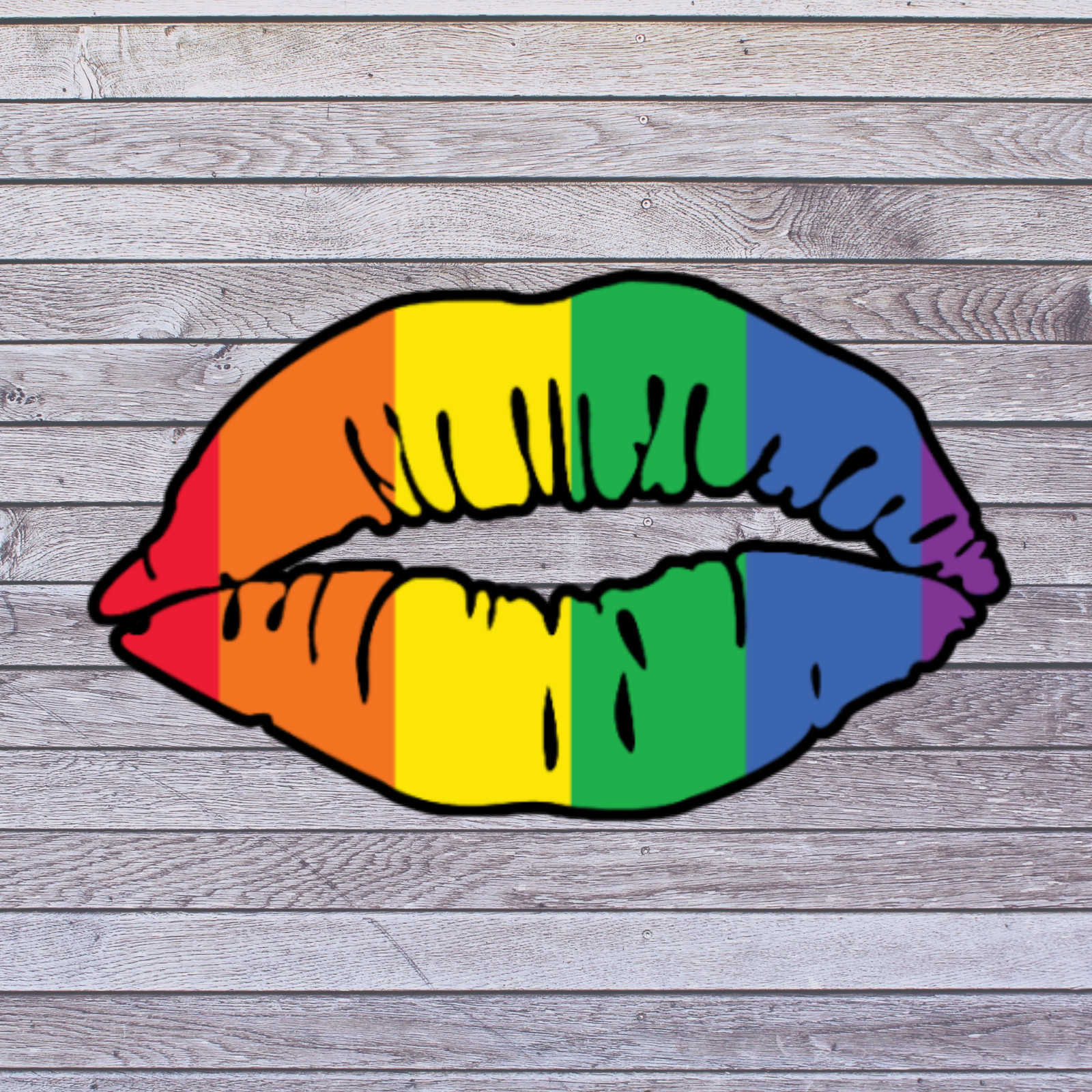 Pride Sticker Vinyl Decal Rainbow Lips LGBTQ Equality Love Gay Pride
