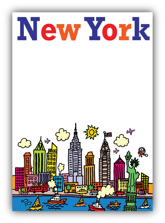 New York City View Cartoon Car Bumper Sticker Decal – "SIZES"