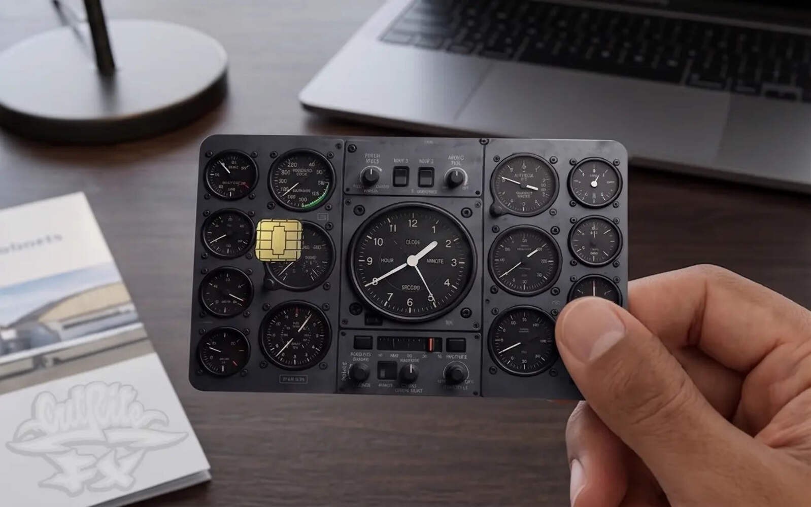 Aviation Cockpit Instrument Panel Credit Card Skin | Vintage Airplane Dashboard