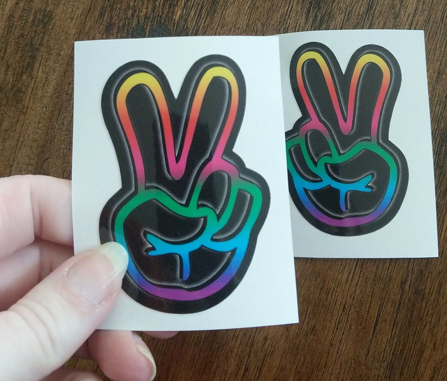 3×2" Set of 2 Peace Fingers Decals Printed Vinyl Stickers Hippie Decor Hand Sign
