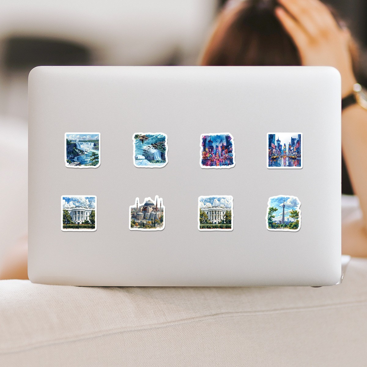 50pc Waterproof Stickers Iconic Landmarks Travel Trip Vacation Luggage Phone Car