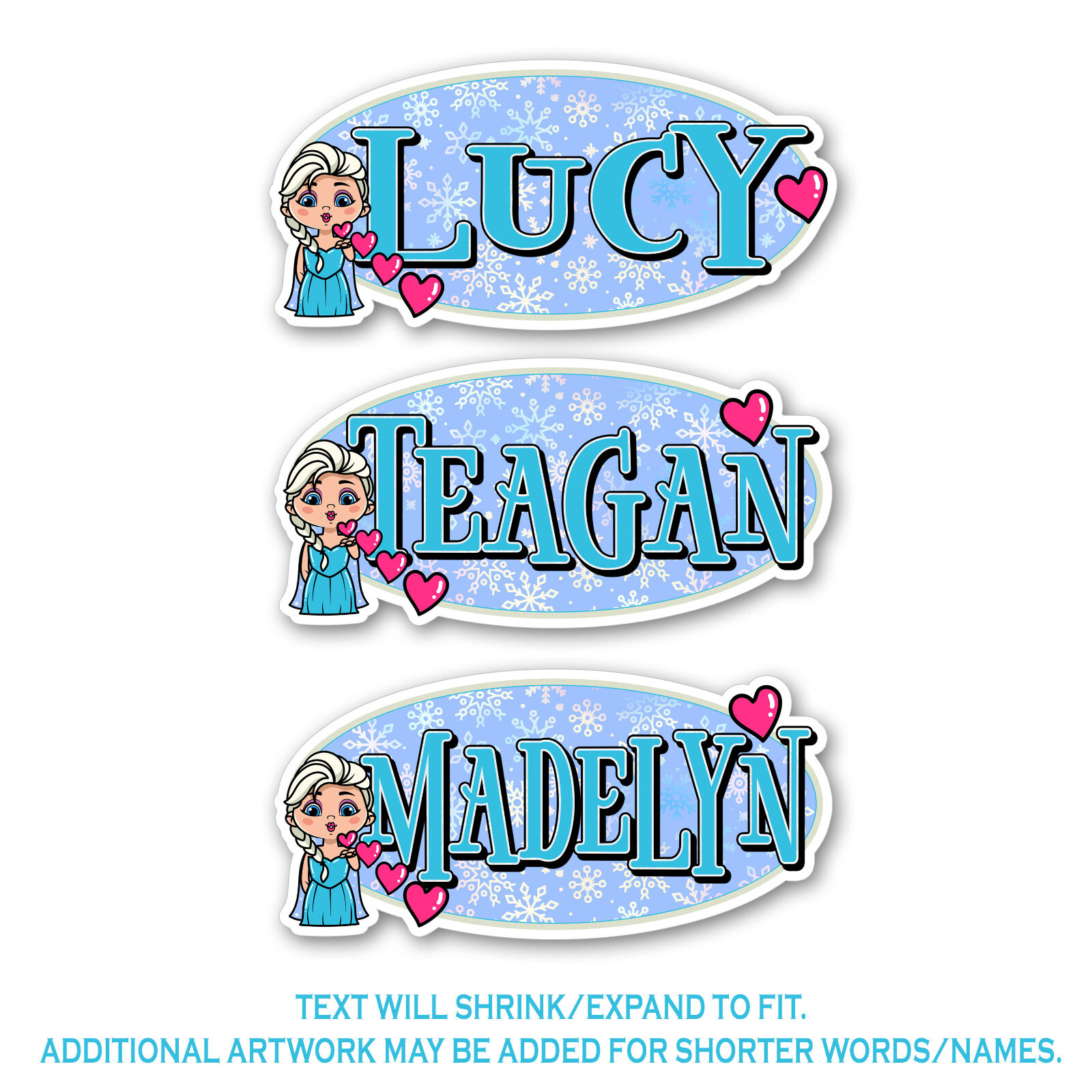 Custom Name Sticker Personalized Vinyl Decal Winter Ice Princess Theme for Girls