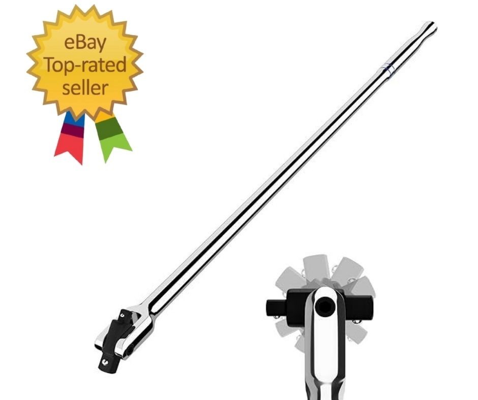 Dual Drive Breaker Bar, 3/8" & 1/2" Drive, Heavy Duty Breaker Bars, 24-inch Len