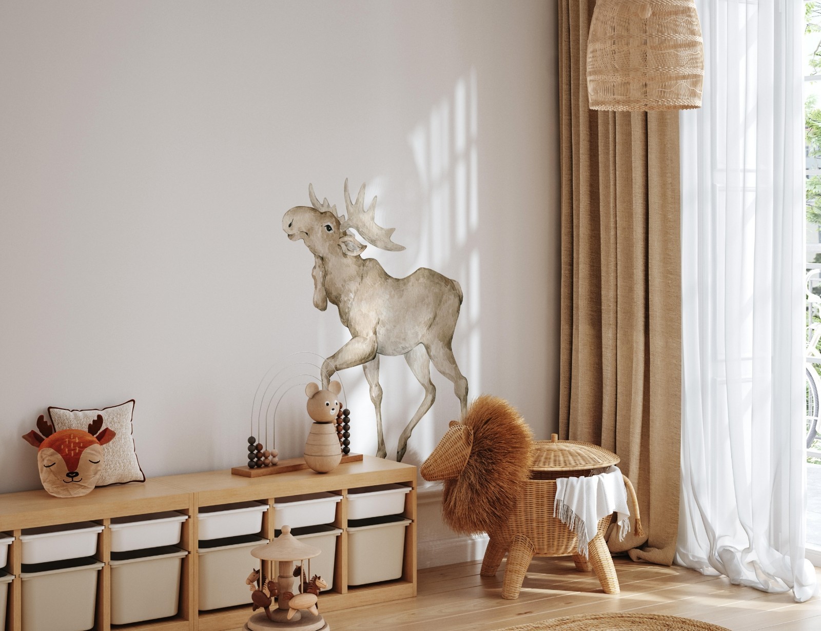 36" Moose Woodland Animal Wall Decal Peel & Stick Forest Nursery Wall Decor