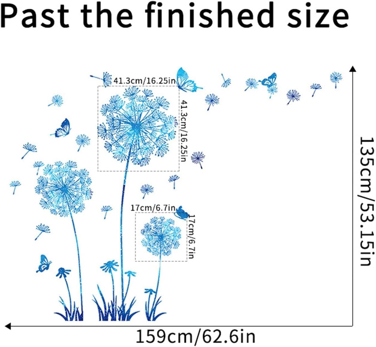 2 Set Large Dandelion Wall Stickers & Murals Boho Flower Wall Decor for Bedro…