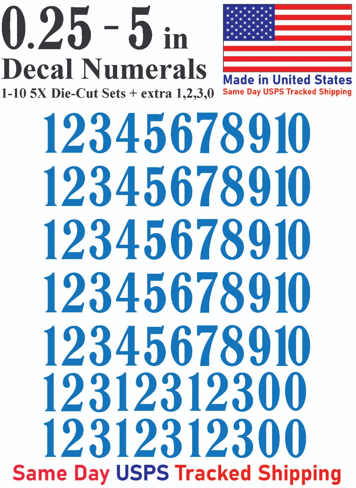 1-10 5x+ School Book Outdoor Vinyl Decal Numbers for Mailbox Door Address Locker