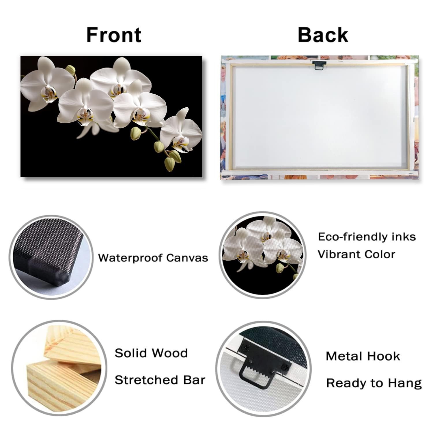 Orchid Canvas Wall Art Bathroom Wall Decor Black Posters White Floral Paintin…