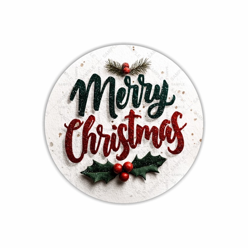 Merry Christmas Round Dot Stickers Set, 1.2" & 1.5"