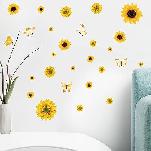 Peel and Stick Wall Decals | Decorations for Bedroom Kitchen Sunflower
