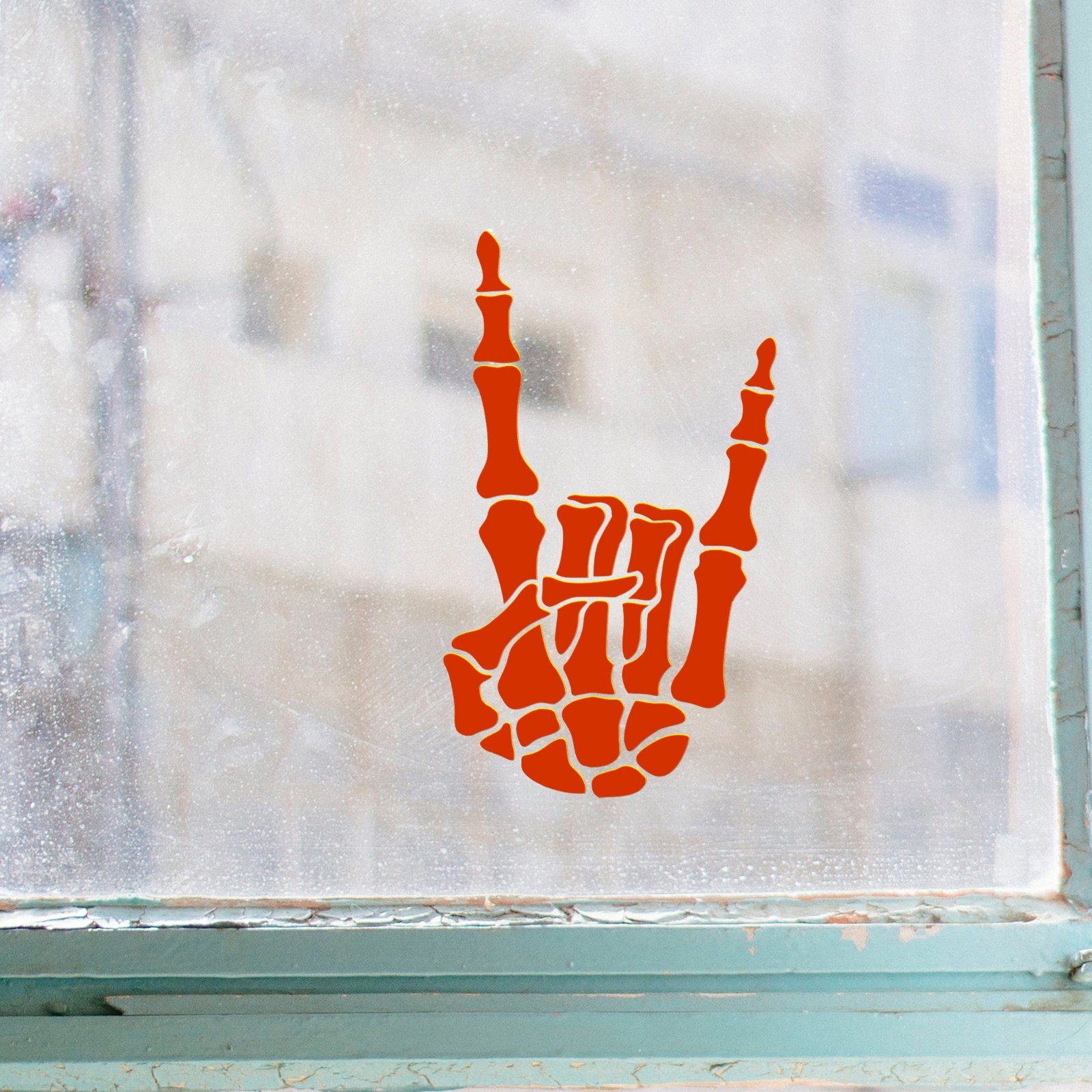 Skeleton Hand Devil Horns Vinyl Decal – Heavy Metal Rock Punk Gothic Sticker