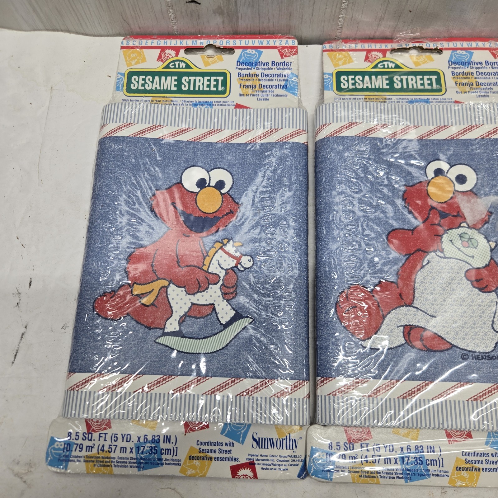 BABY ELMO Wallpaper Border 15' Sesame Street PREPASTED Wall Decor Lot of 3