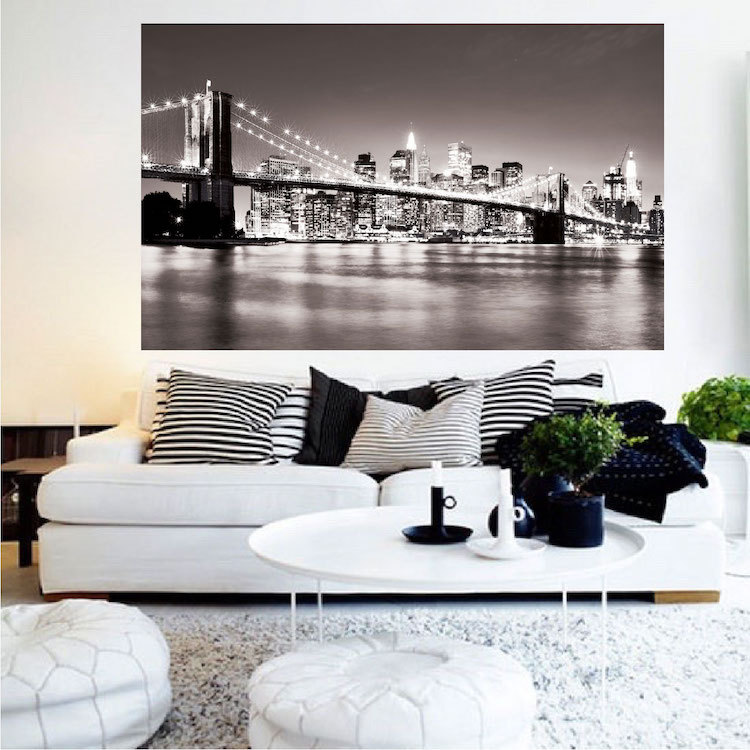 New York Bridge Mural Wallpaper Window View Wall City Decal Living Room, c59