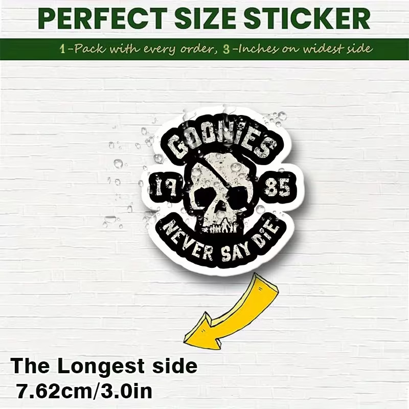 Goonies Never Say Die 3-Inch Waterproof Outdoor Sticker – Skull & Crossed Swords