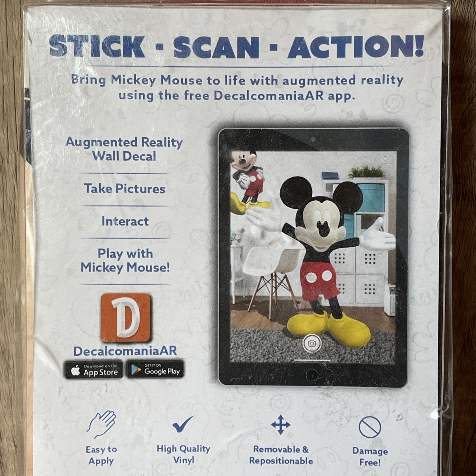 Disney Jr Mickey Mouse Wall Decal 20in X 29in w/Augmented Reality DecalcomaniaAR