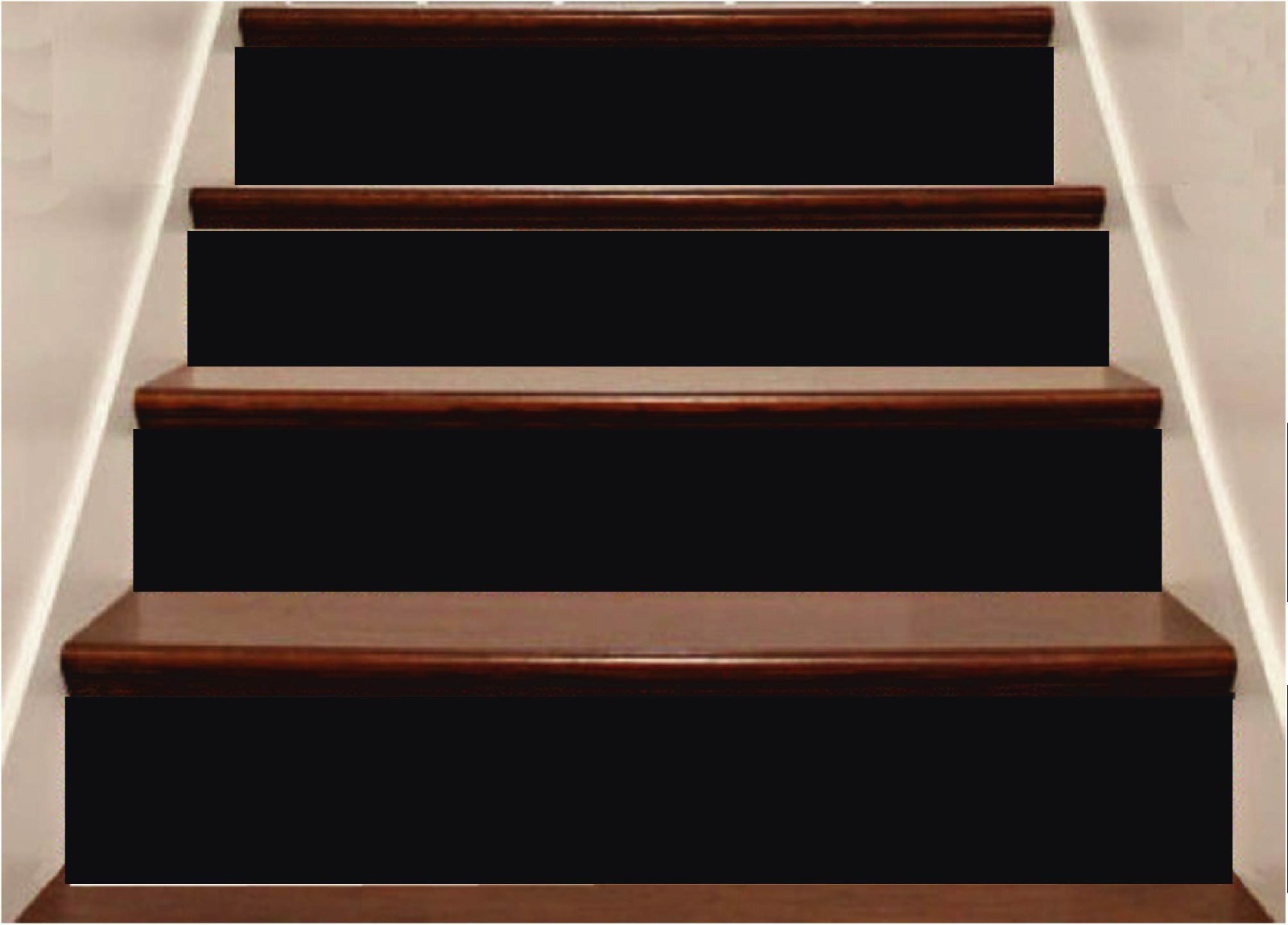 Black Stair Riser Stickers | Waterproof Vinyl Peel and Stick Decals (Set of 5)