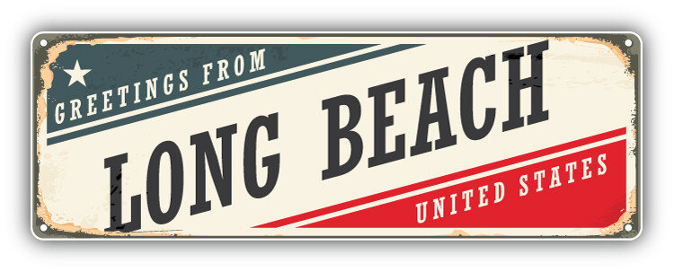 Long Beach Retro Travel Tin Sign Car Bumper Sticker Decal