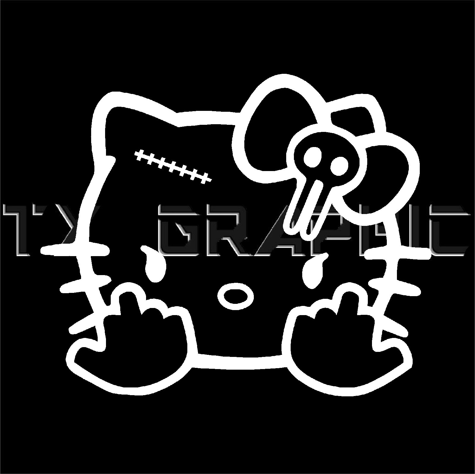 HELLO KITTY STICKER FLIP OFF MIDDLE FINGER VINYL DECAL TRUCK CAR WALL BOAT