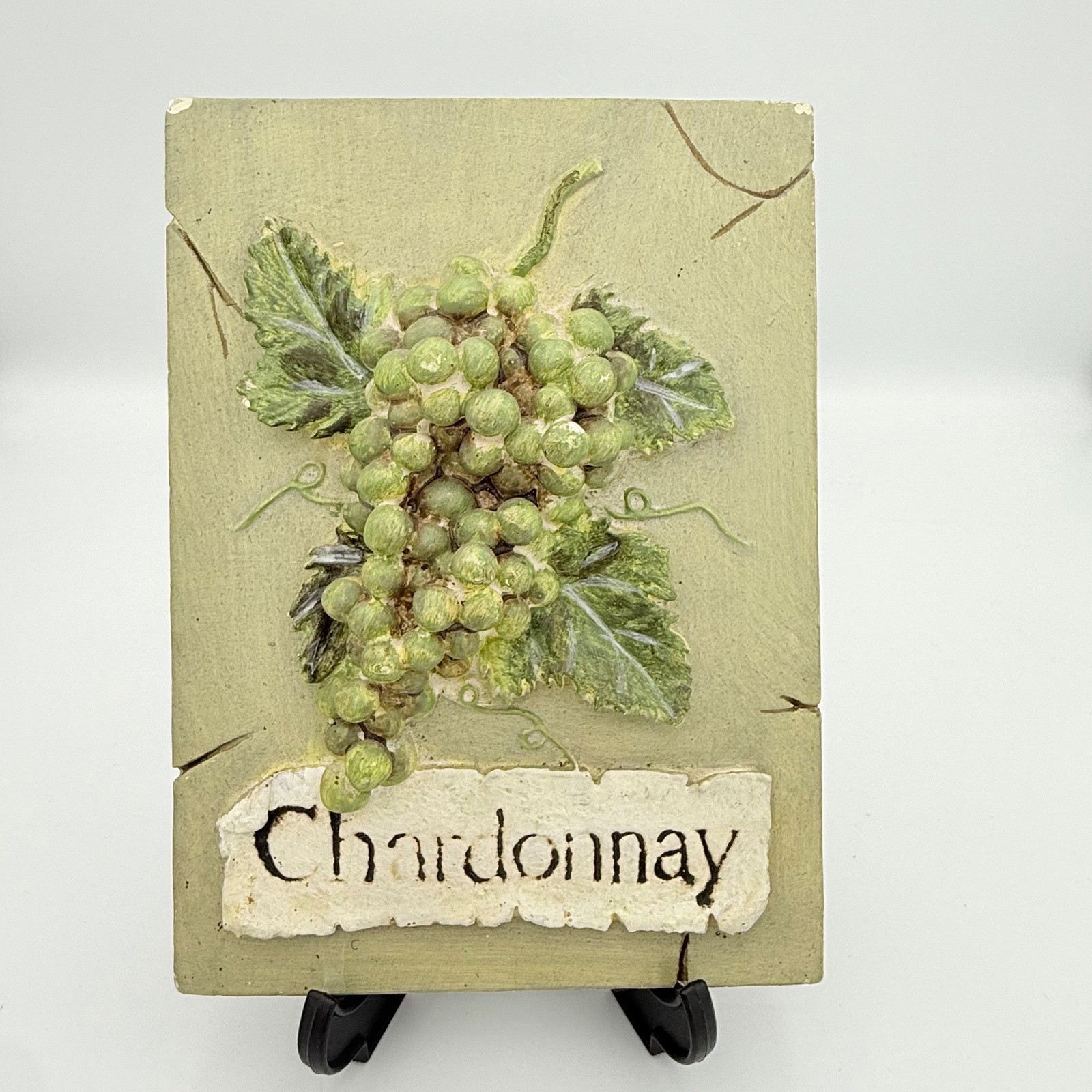 Vintage Wine Grape Wall Plaques Set Pinot Gris Chardonnay Cabernet Decor