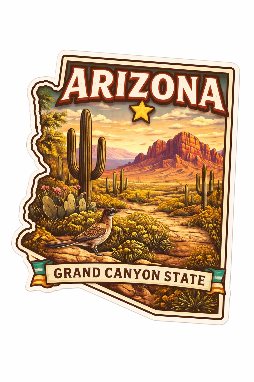 Arizona Vintage Travel Sticker Grand Canyon State Desert Vinyl Decal