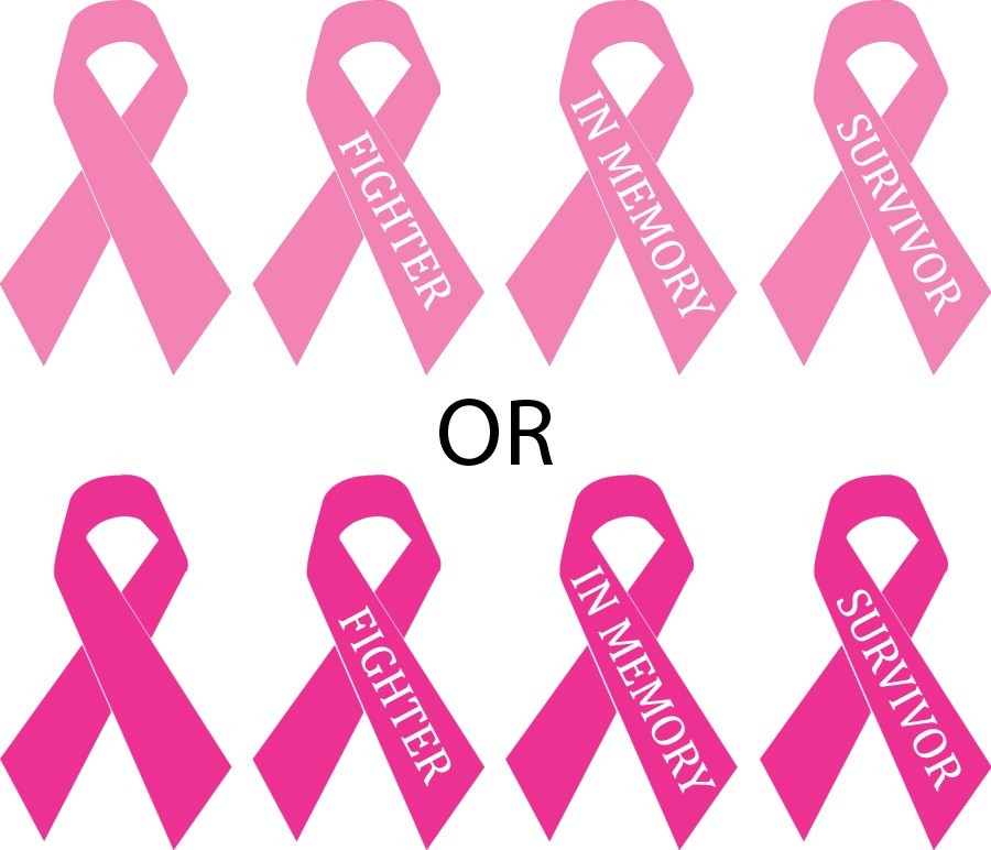 Set of 2 – 6" Pink Breast Cancer Ribbon – Car Window Sticker Decal
