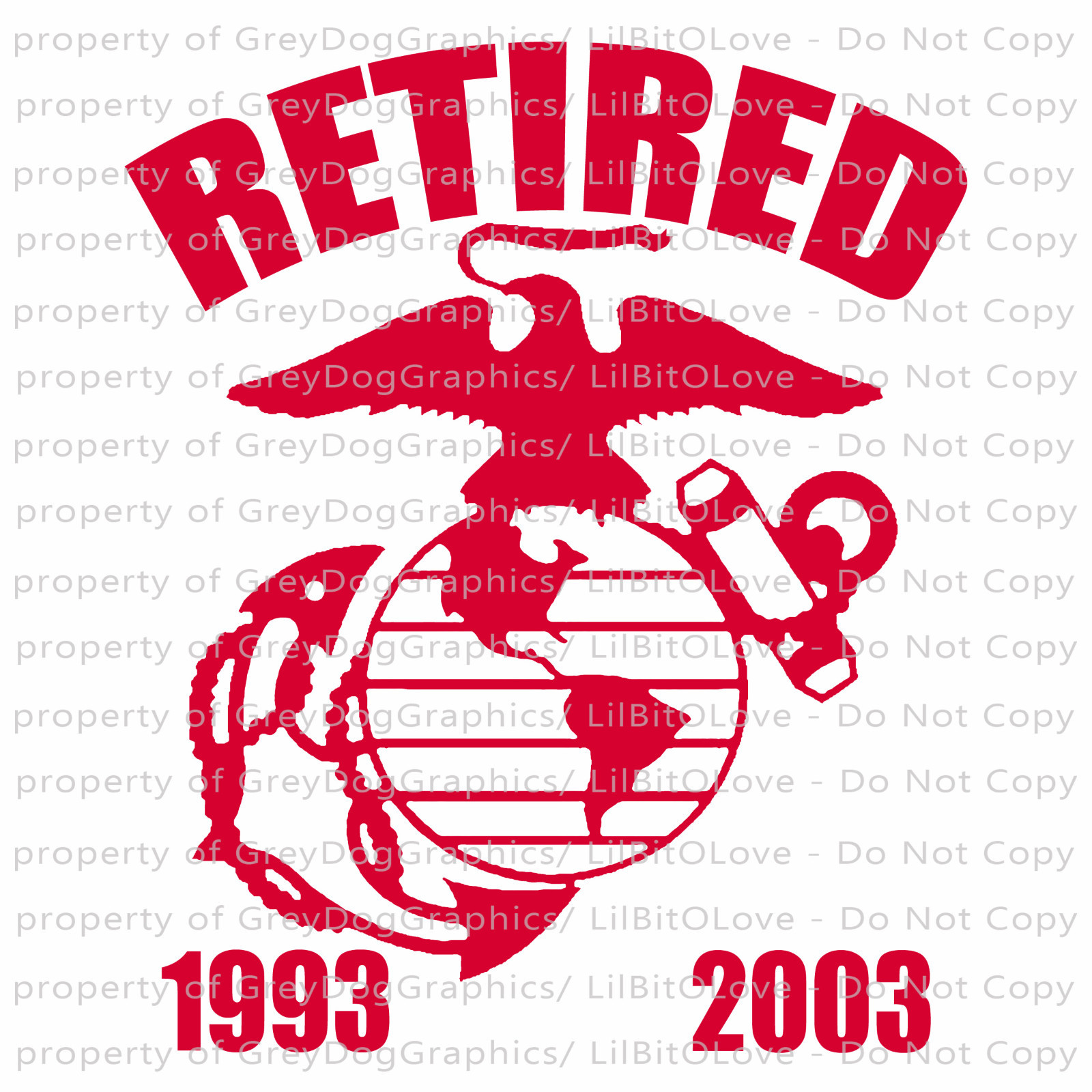 Custom USMC Retired Vinyl Decal with EGA & DATES United States Marine Corps
