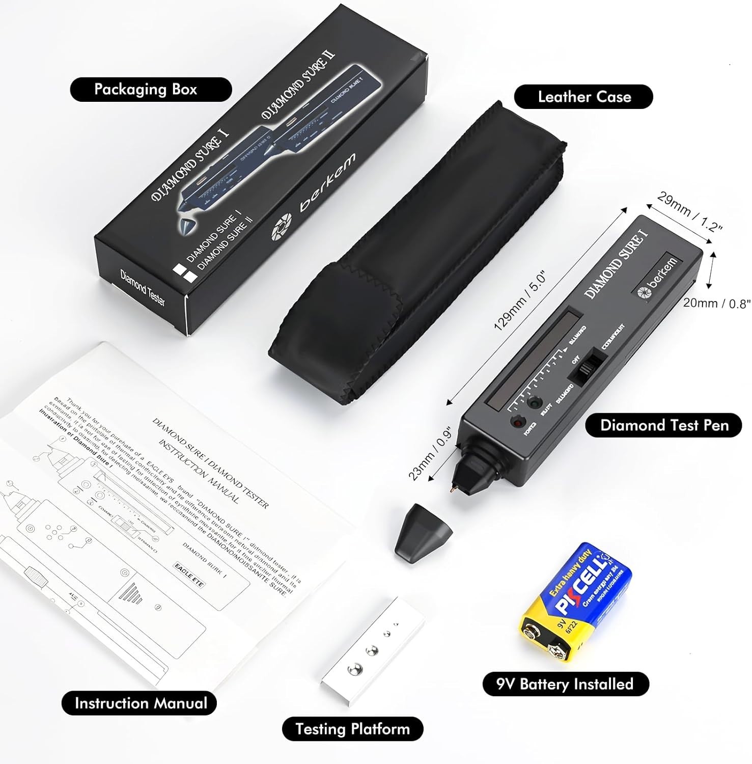Diamond Tester Pen with 365nm UV Light & Thermal Sensor Fast 0.5s Detection