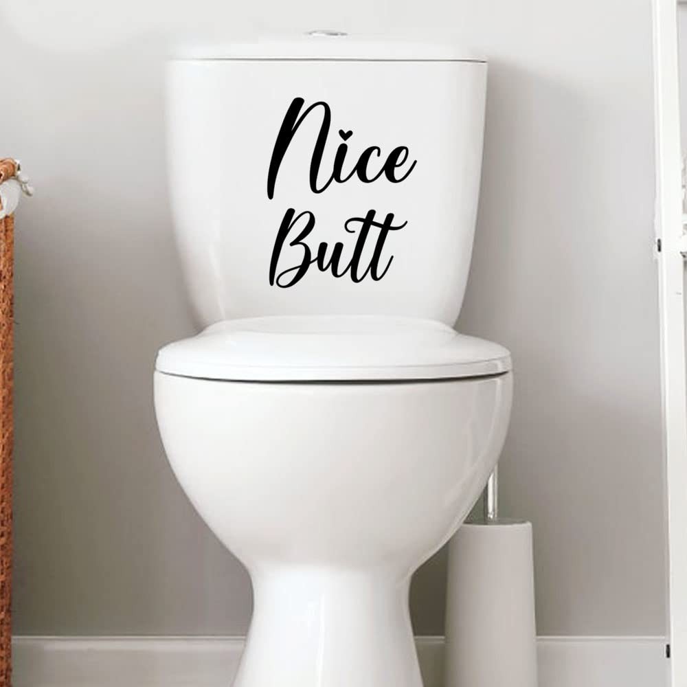 ZLKAPT Nice Butt Funny Toilet Vinyl Decal Decoration, Bathroom Decor 11"x4"