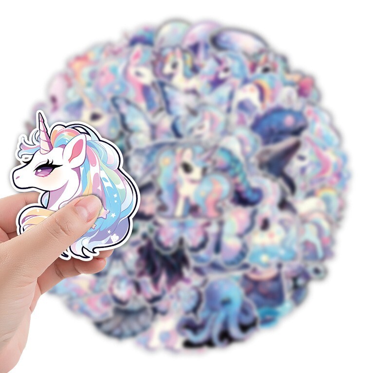 50 Pcs Stickers Cute Unicorns Laptop Luggage Graffiti Fridge Phone Car Vinyl