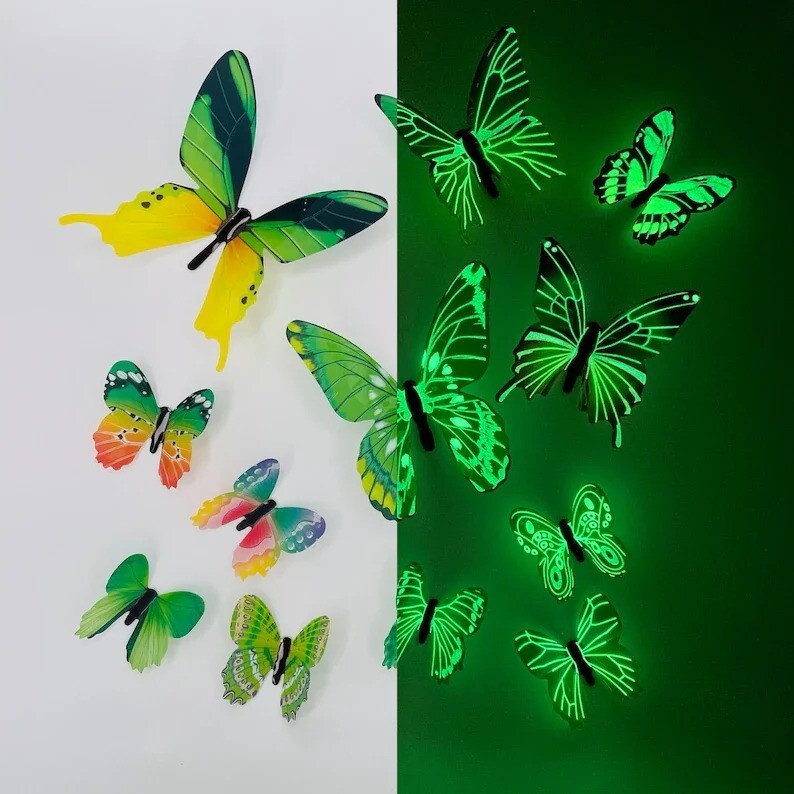 3D Luminous Butterfly Wall Stickers – 12pcs DIY Decor
