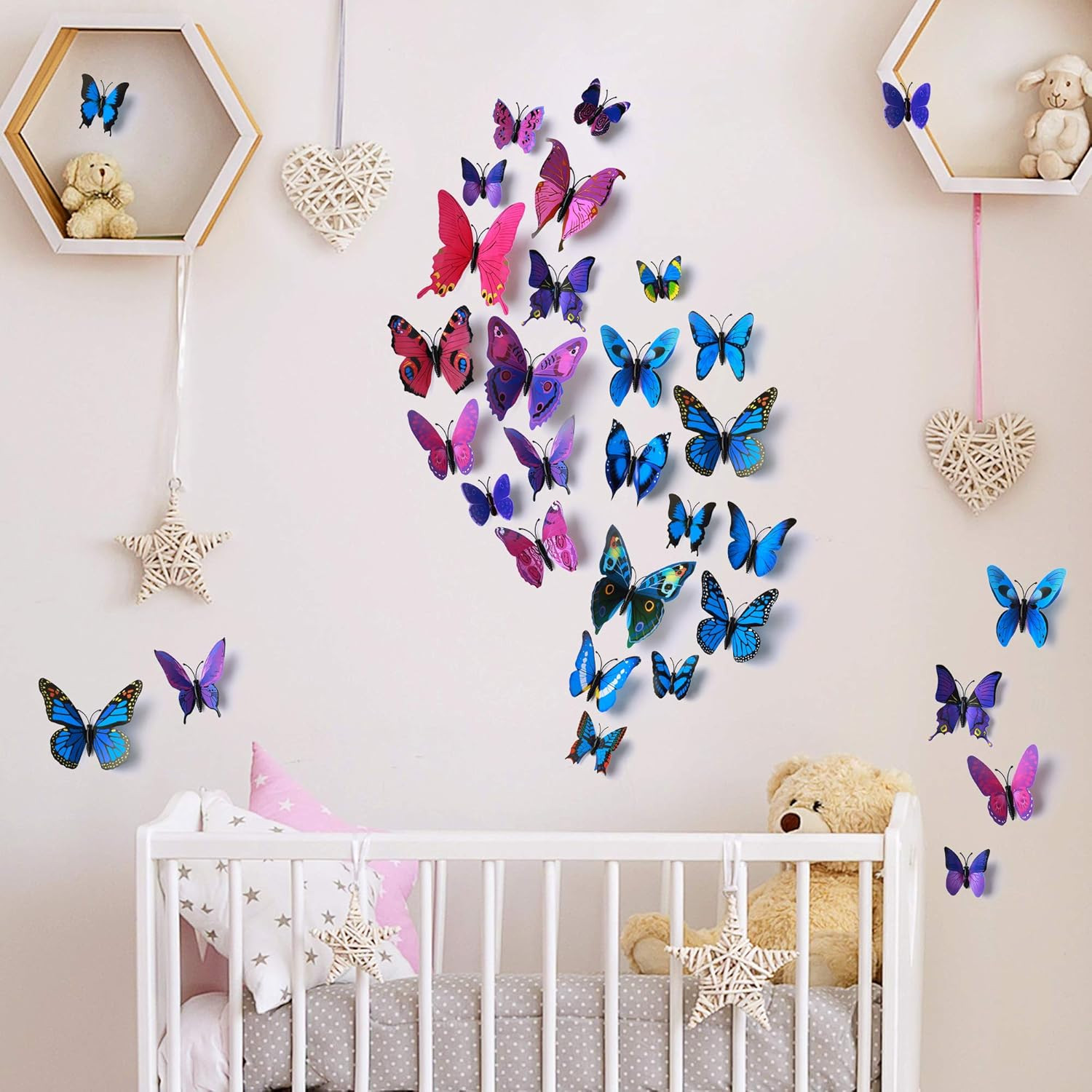 24Pcs 3D Vivid Special Man-Made Lively Butterfly Wall Stickers Removable Butterf
