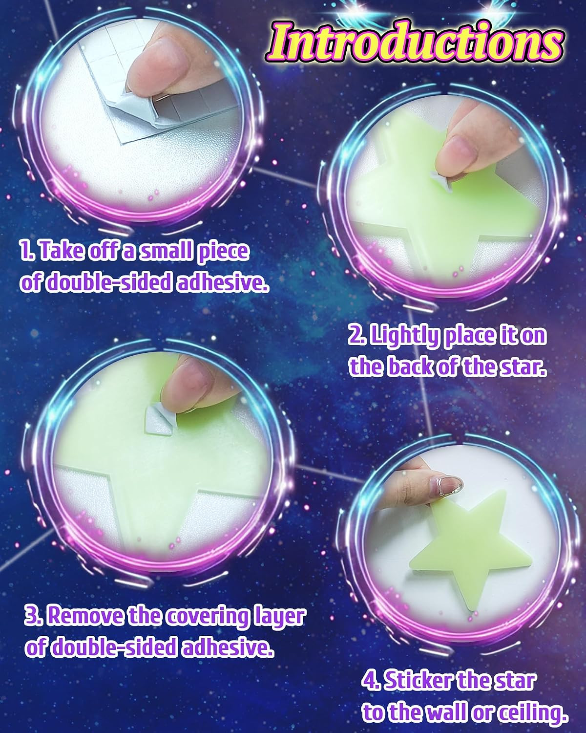 201 Pcs Glow in the Dark Stars Stickers for Ceiling, Kid Room Wall Decor | Stars