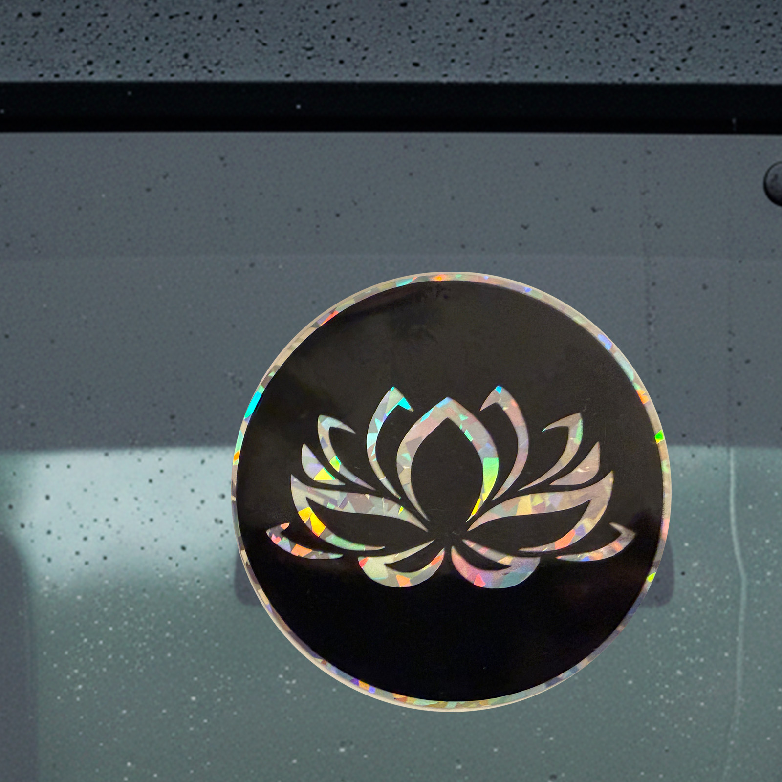 Holographic Lotus Flower Sticker Spiritual Vinyl Decal Car Laptop 3.5in
