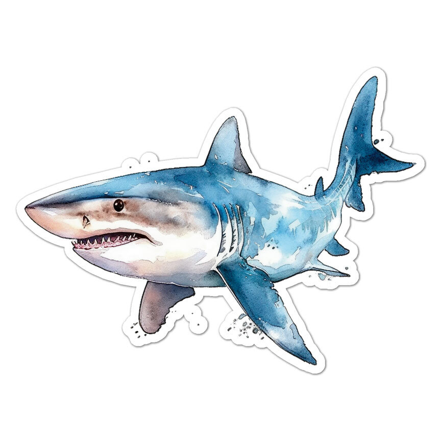 Great White Shark, Vinyl Decal Sticker, Indoor Outdoor, 3 Sizes, #9872