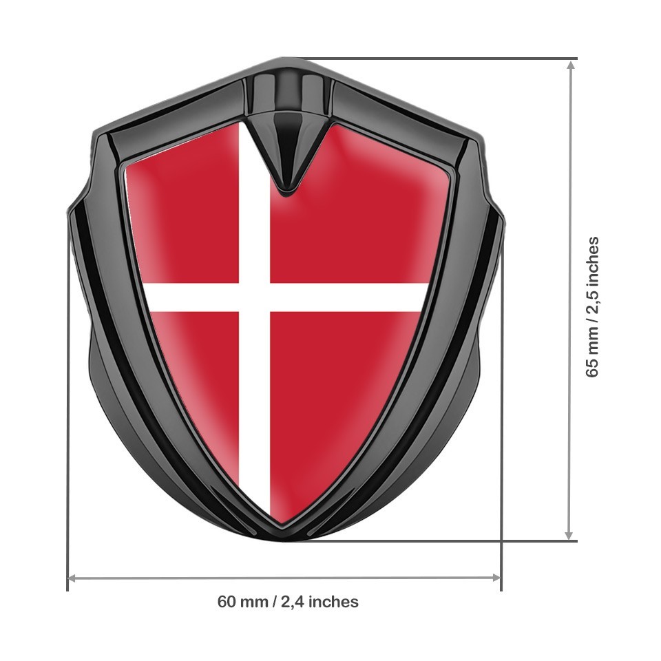 Denmark Flag Metal Shield Dome Sticker 3D Resin Decal Glossy Self Adhesive