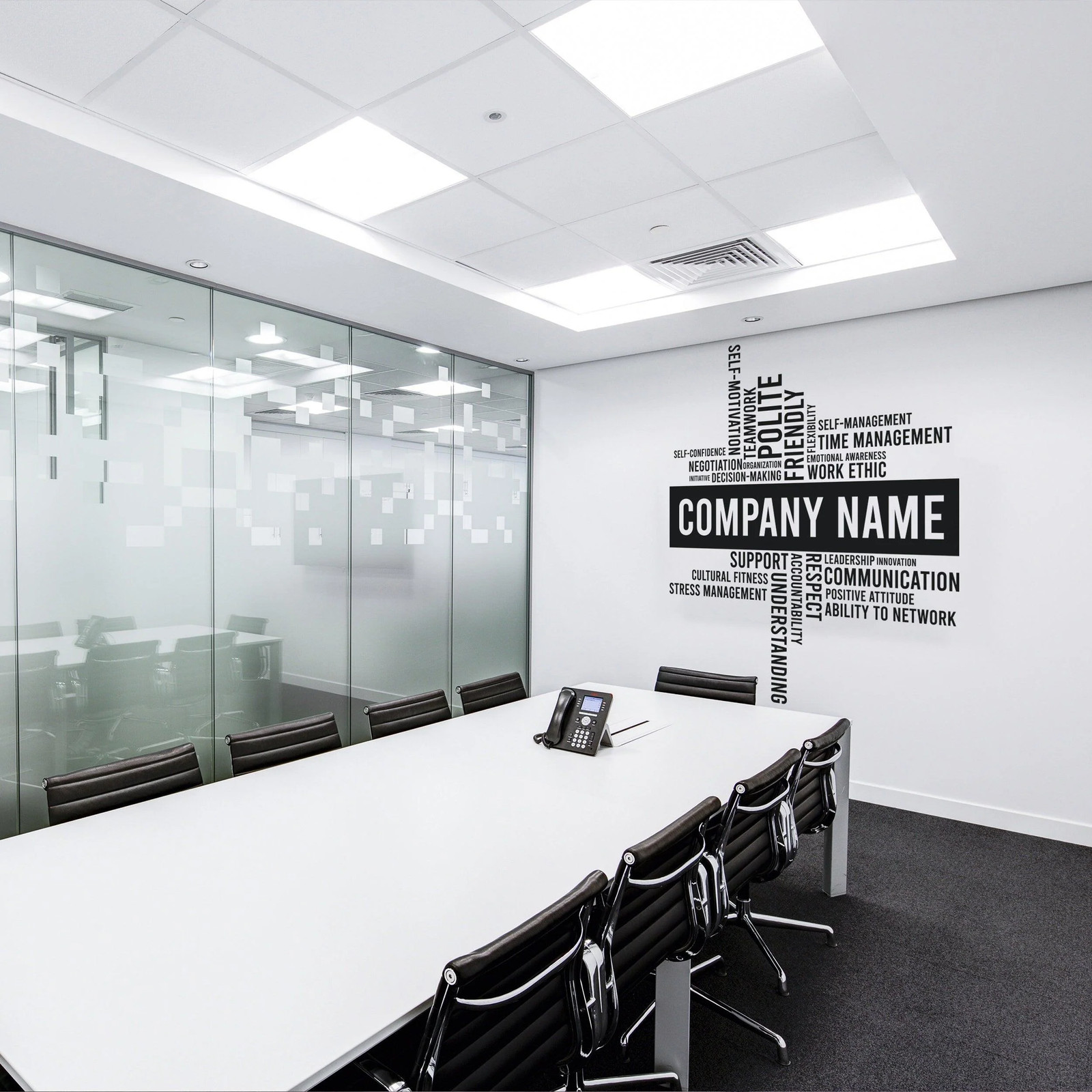 Custom Business Name Vinyl Wall Sticker – Customized Office Letter Sign Decor –