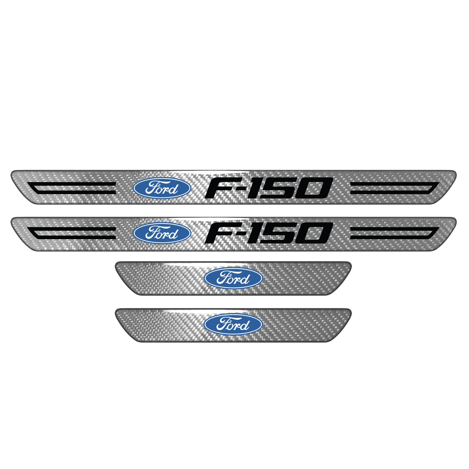 Ford F-150 Silver Carbon Fiber Universal Door Sill Protector Kick Plates