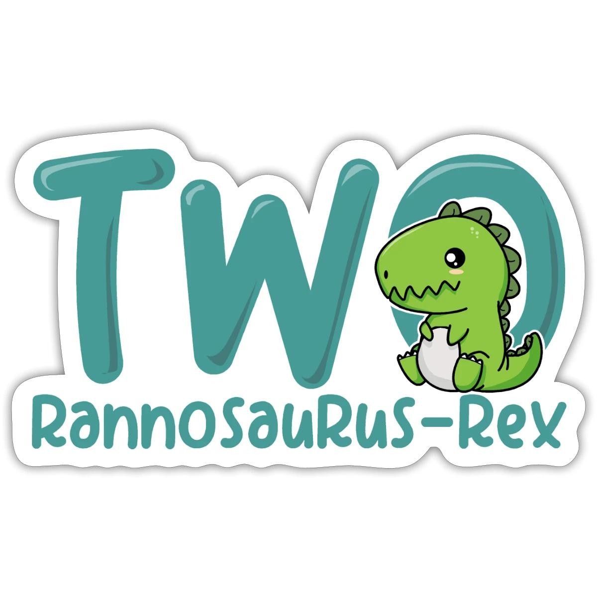 Funny Cute Two-Rannosaurus Rex Dino Sticker, max. 4 x 4"