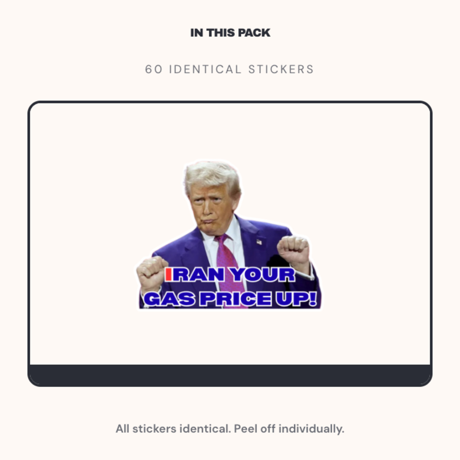 60 Pack Trump Iran Gas Prices Up Stickers, Anti Trump Stickers Waterproof 2"