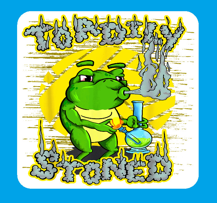 Toadally Stoned Frog 420 Sticker Weatherproof Vinyl UV Cannabis Weed Marijuana