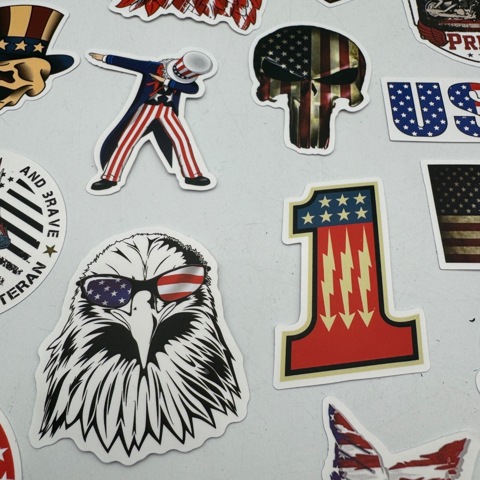 Patriotic Vinyl Decal Stickers Pack 14 Pcs USA Themed Designs