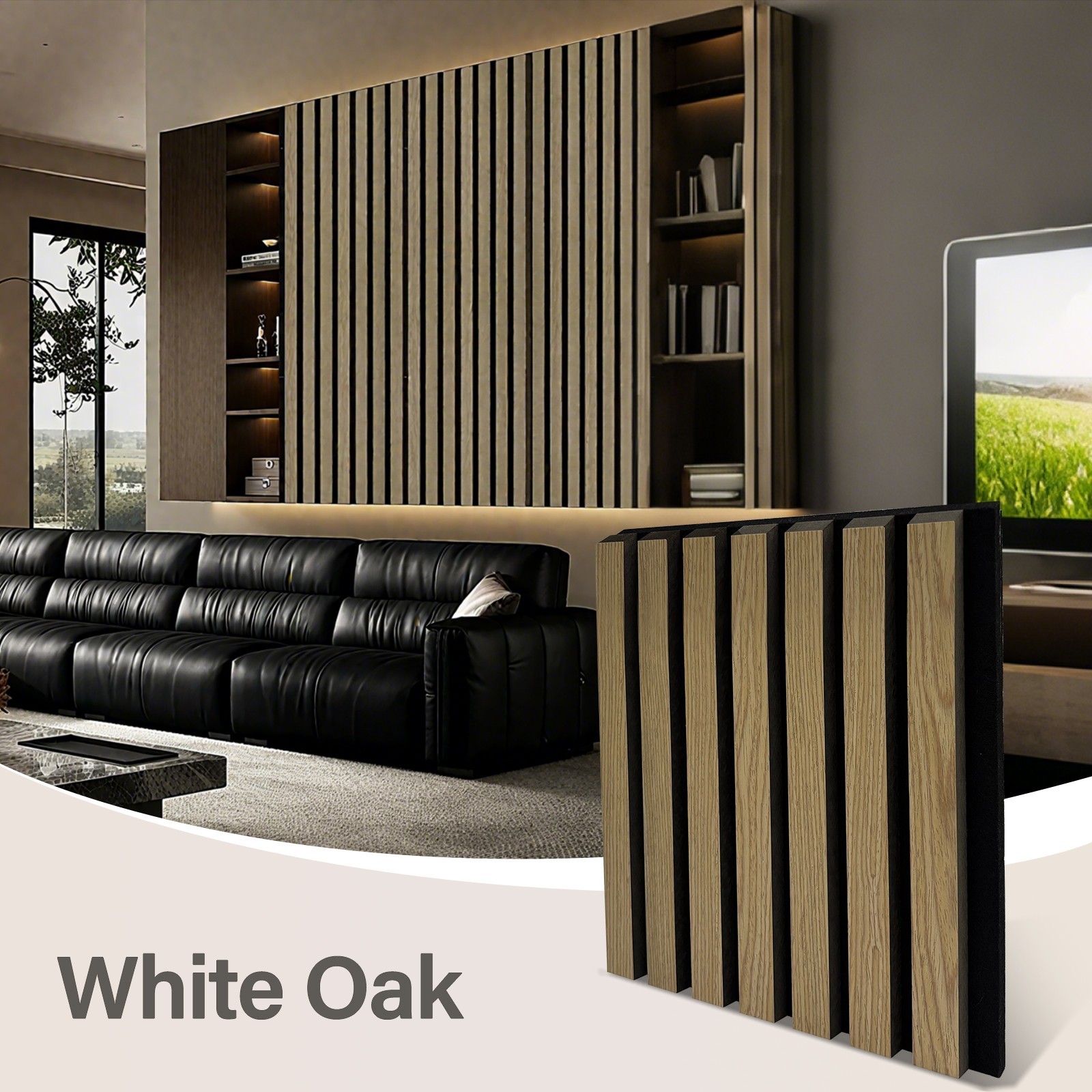 Wood Slat Wall Panels 4 Pack 3D Fluted Decor for Living Room Bedroom Office